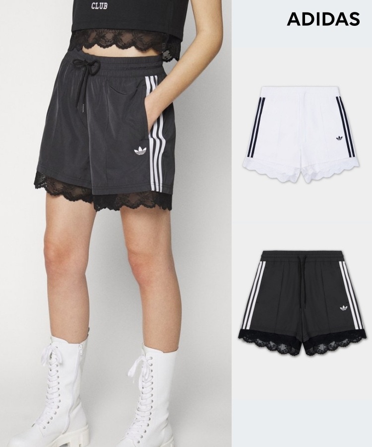 adidas origlnals レーストリム ショートパンツ adidas（アディダス）の「レース トリム スリーストライプス