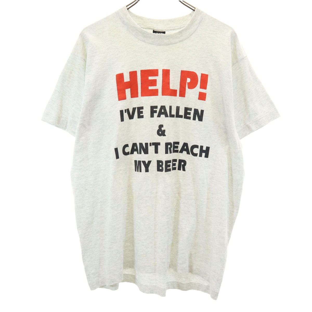 90s オールド USA製 半袖 シングルステッチ メッセージ Tシャツ XL グレー メンズ 古着