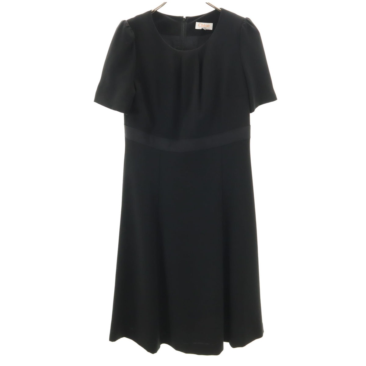 日本製 半袖 フォーマル ワンピース 11AR ブラック レディース 古着