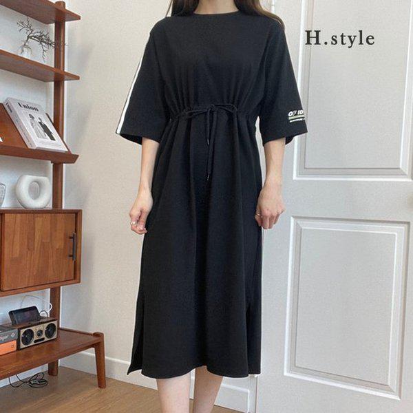 HスタイルTSウエストタイワンピース/春の新商品/OPS/ワンピース/シフォン/ホームウェア/カジュアル/ラウンジ/パジャマ/ルーズフィット