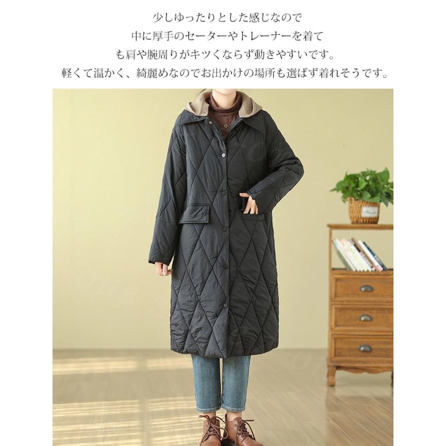 キルティングコート ロングコート 冬新作 中綿コート フード付き コート アウター レディース 冬 中綿 キルティング 防寒 ジャケット 防寒コート 軽い