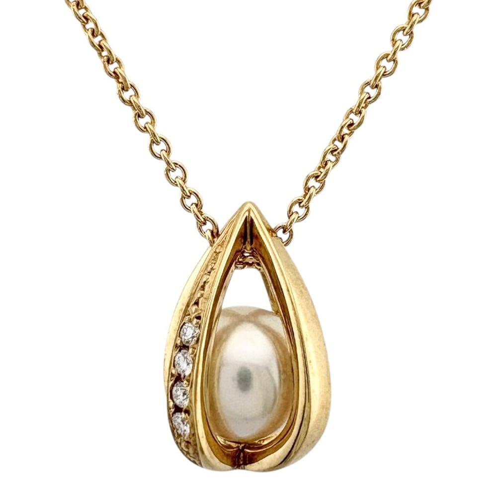 ミキモト ネックレス 18金 K18イエローゴールド パール MIKIMOTO 中古 美品