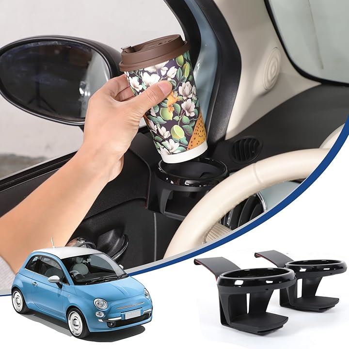 新型 フィアット 500/アバルト 595 695専用 2010～2024に適用 ドリンクホルダー ドアカップホルダー 丸型 炭素鋼素材 内装パーツ 便利グッズ カスタム アクセサリー