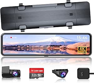 ドライブレコーダー ミラー型 分離 4K 【フロントカメラ4K+リアカメラ2.5K】 11インチ 前後カメラ完全分離式 GPS搭載 Type-C電源 フロントカメラは電源ケーブルから分岐 上下+左右画