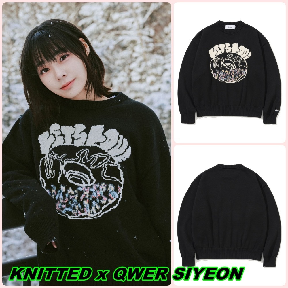 【KNITTED x QWER SIYEON】Lets Love Donut Round Knit Black