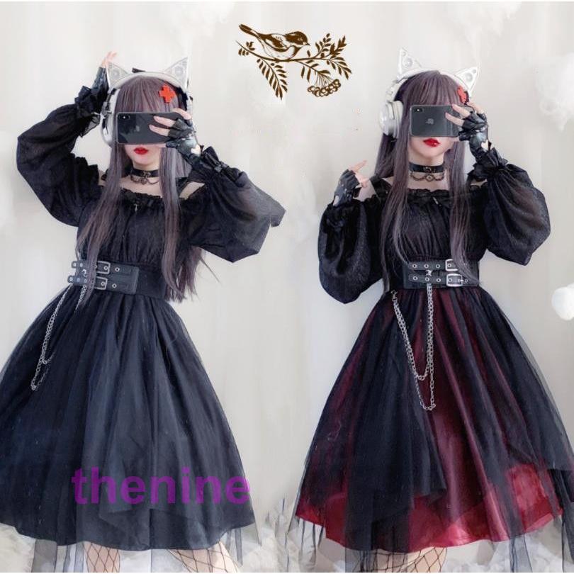 新しい夏のスタイル 新発/Lolita系/黒系少女//森系/JSK/OP/ワンピース/ドレス変装/ロリータ トップス 萌え レディース ゴスロリ トップス 吊りスカート 花嫁洋服 ウエディン