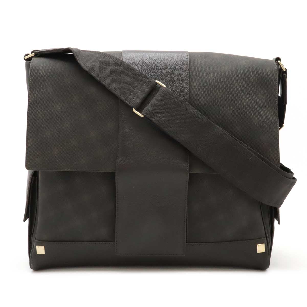 D-EIGHT D8 ディーエイト ショルダーバッグ メッセンジャーバッグ 斜め掛け PVC レザー ダークブラウン ゴールド金