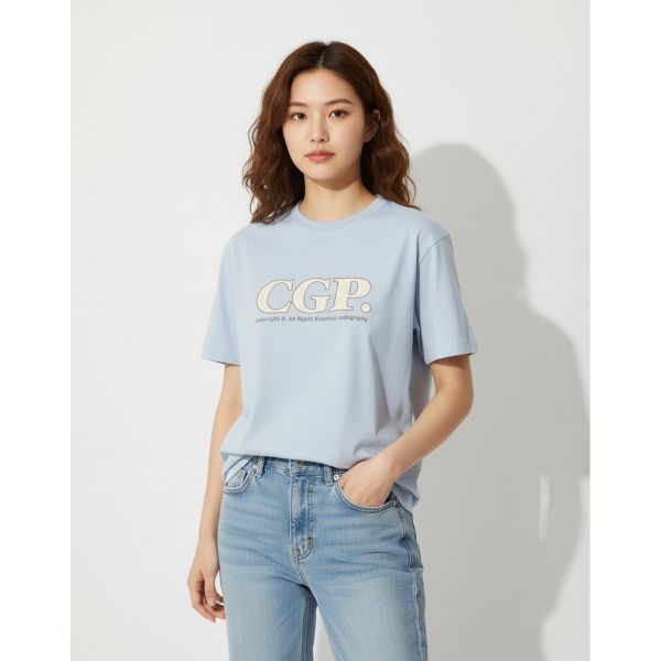 (Women) Simple Square Short-Sleeve T-Shirt_Sky BlueTシャツ・カットソー