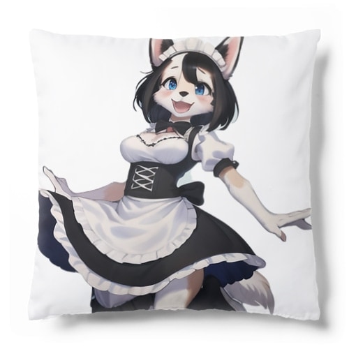 【文字入れ可能受注生産】ボーダーコリーの女の子　メイド　ケモナー クッション