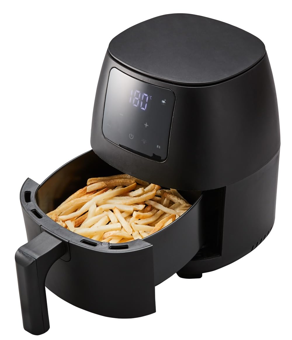 simplus ノンフライヤー 2L 大容量 デジタル式 グリルプレート2種付き エアフライヤー 電気フライヤー 低カロリー ヘルシー オイルカット 冷凍食品 シンプラス SP-FR02 コンパクト
