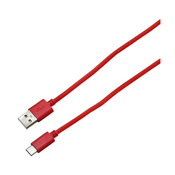 (5個セット)BAUT Type-C/Type-Aメッシュケーブル 3A 2.0m レッド BUSACM200RDX5