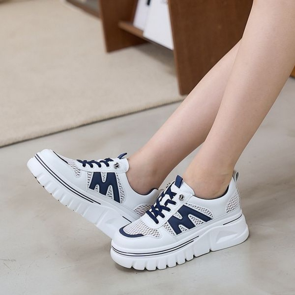 [Ninas Paris] レザーコンビ Mポイントメッシュクールスニーカー