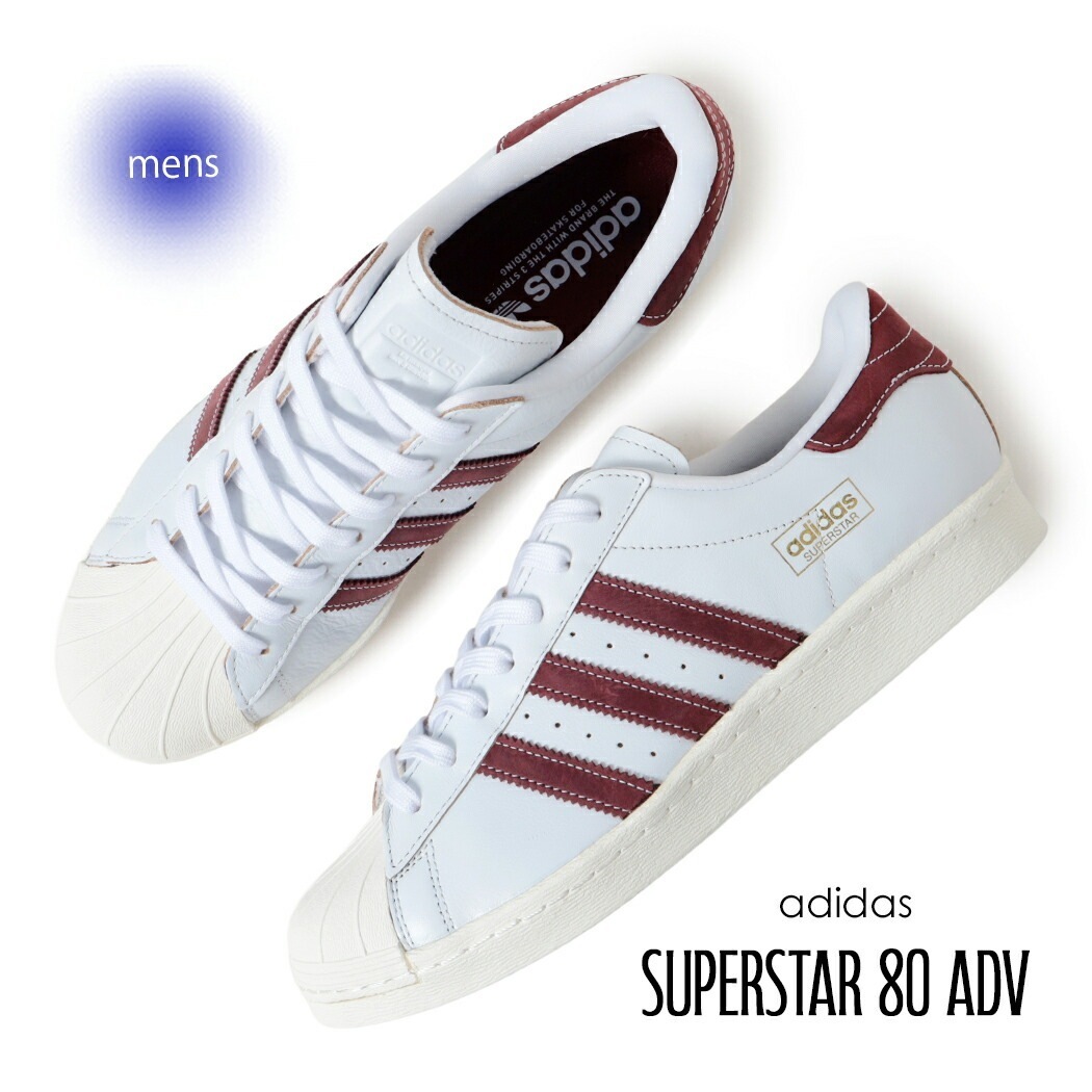adidas アディダス スーパースター スニーカー SUPERSTAR 80 ADV WHITE/SHADOW RED ( ホワイト 白 レッド 赤 メンズ レディース ウィメンズ JP8529 )
