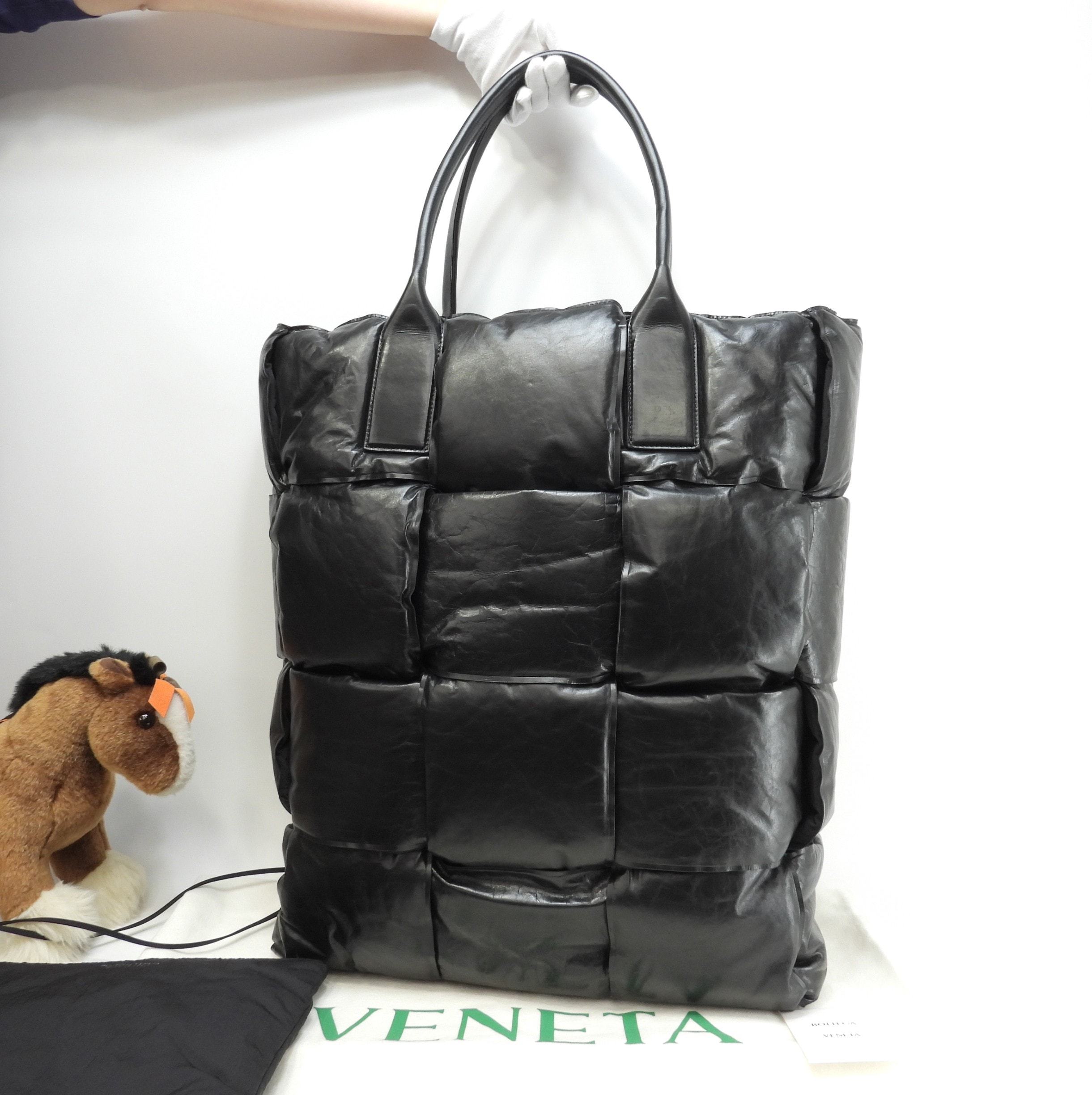 メンズトートバッグ大 アルコ ラムレザー黒 ショルダーバッグ 極美品@IC 2