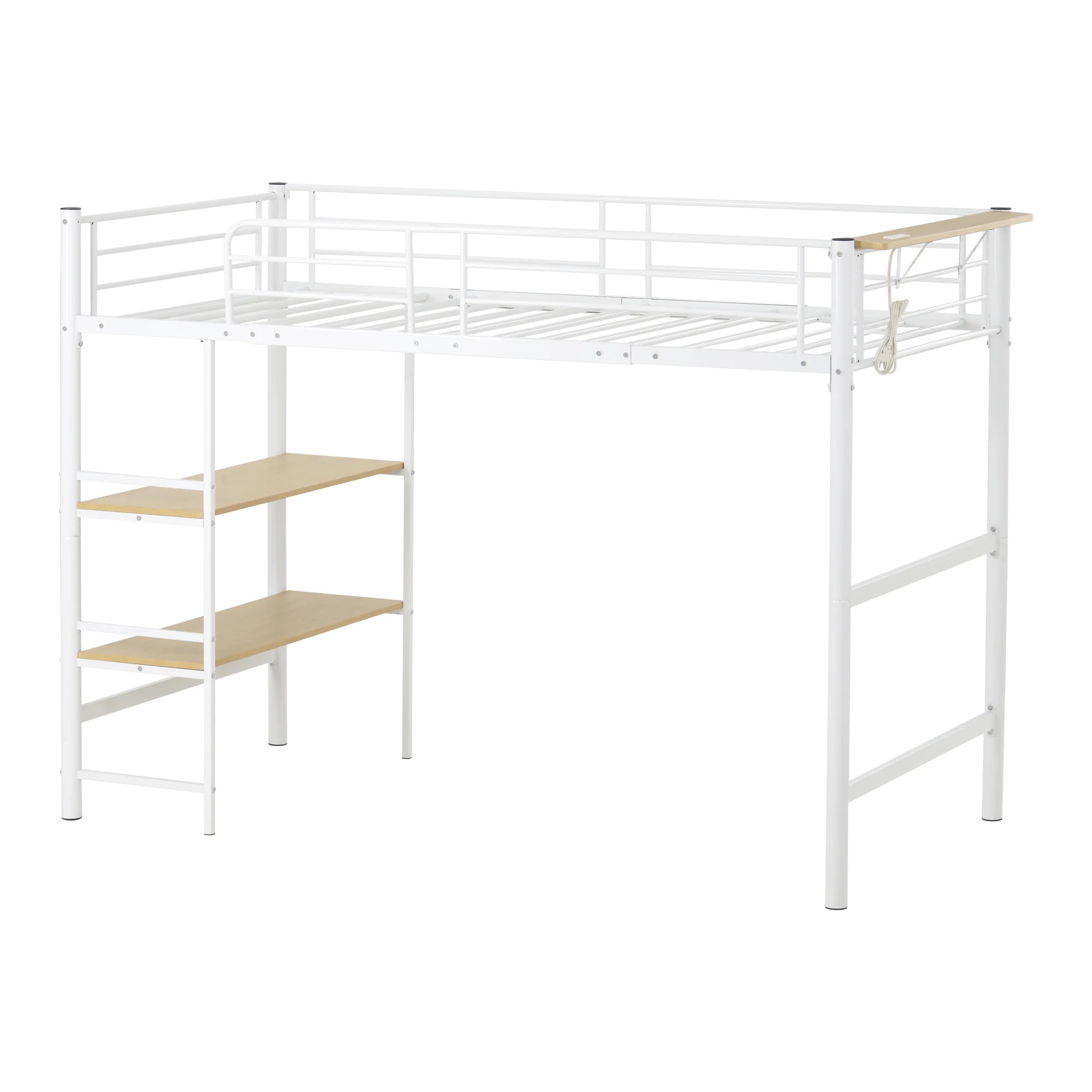 高さ130cm パイプベッド ロフトベッド ロータイプ シングル 収納 スチール 耐震 ベッド シングル パイプベッド パイプ 収納付き ラック付き【デスクなし】