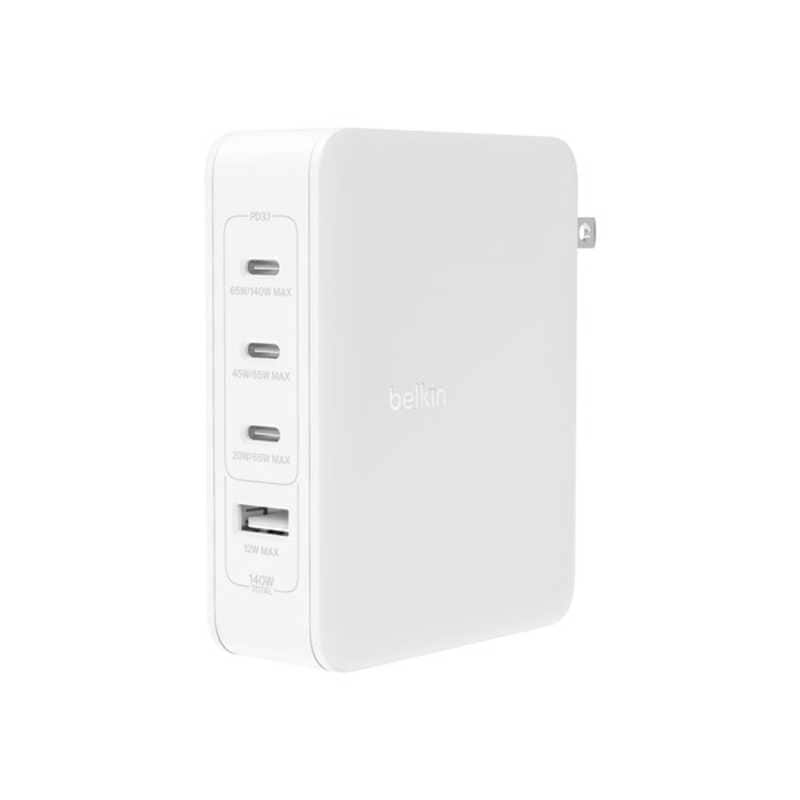 BELKIN　140W 4ポート GaN PD対応 急速AC充電器 ホワイト ［4ポート /USB Power Delivery対応 /GaN(窒化ガリウム) 採用］　WCH014DQWH