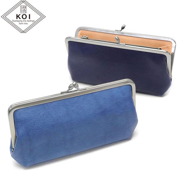 財布 KOI コーアイ 藍染スムース がま口ウォレット 長財布 がま口 がま口長財布 藍染め レザー 本革 メンズ レディース ZYS-084