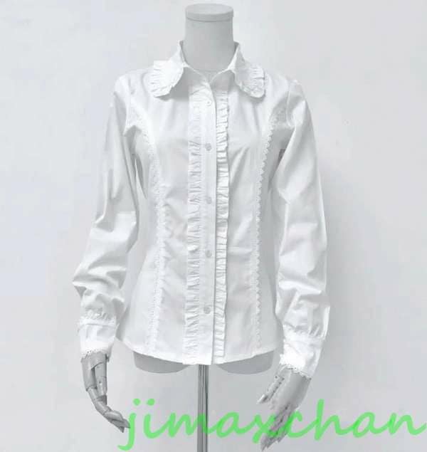 サマー　Lolita系　ロリータ ブラウス シャツ 長袖 トップス ホワイト ブラック 萌え レディース ゴスロリ ロリータファッション