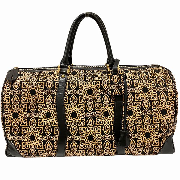 印傳屋 キナート ブラック×イエロー バッグ ボストンバッグ ユニセックス【中古】