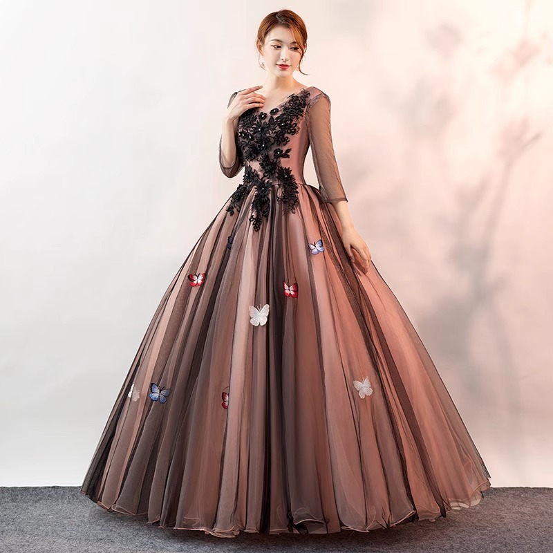 ボーカルドレス女性カイシャ2024夏芸術試験ステージコーラス学生ベルカントソロパフォーマンスチュチュスカート