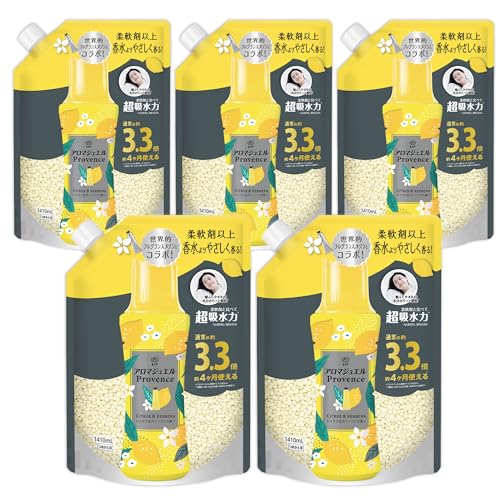 レノア アロマジュエル Provence 香り付けビーズ シトラス&ヴァーベナ 詰め替え 1410mL×5袋 [大容量] [ケース品]