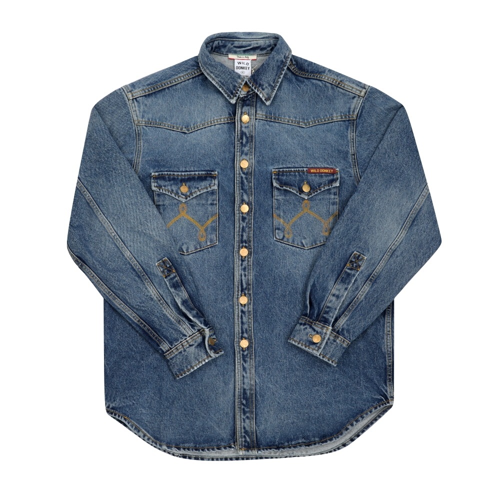 ワイルドドンキー デニムユニセックスシャツ DS-ALFREDO WASHED BLUE