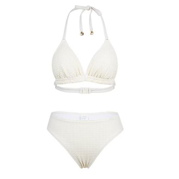 *ビーチバッグ ジッパーバッグ ポリバッグ 贈呈*女性用パールクロシェ編み三角ビキニ アイボリー RN-LS2G301-IV