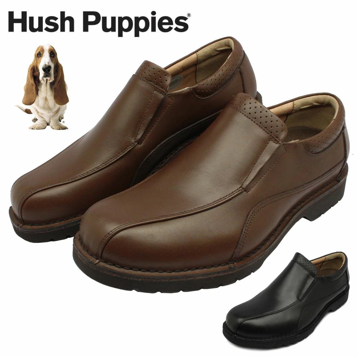 ハッシュパピー メンズ ウォーキングシューズ M-5049NT スリッポン 軽量 幅広4E 本革 紳士靴 Hush Puppies 5049
