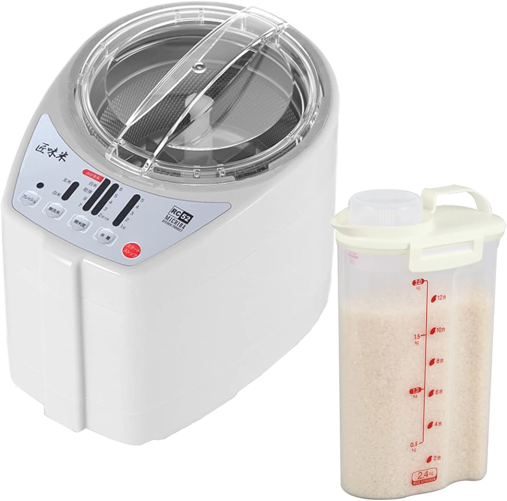 山本電気 精米機 家庭用道場六三郎 職人ライス ホワイト MB-RC52W (お米保存セット)