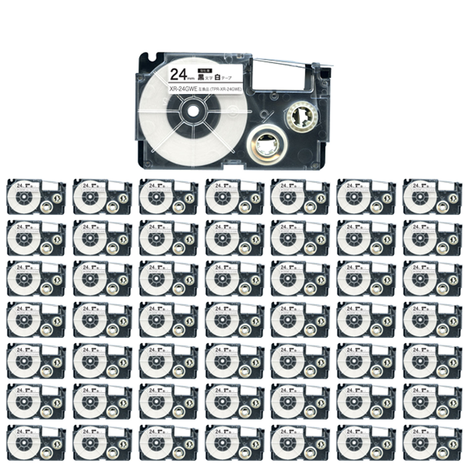 カシオ用 ネームランド 互換 テープカートリッジ XR-24GWE ラベル 強粘着 50個セット 24mm／白テープ／黒文字