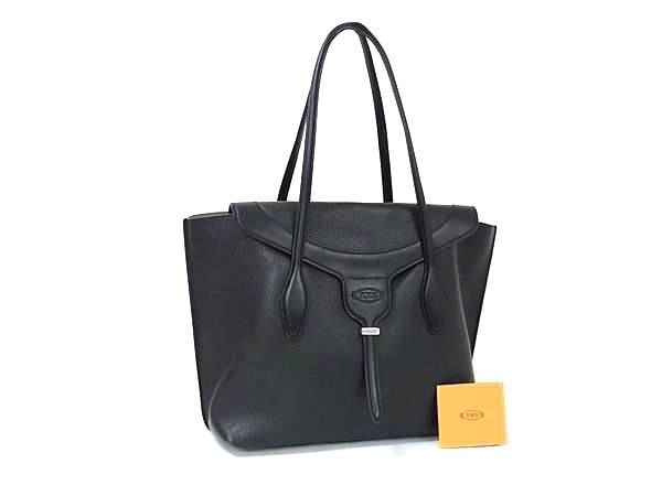 超美品 TODS トッズ トートバッグ New Joy ニュー ジョイ トート - ブラック シルバー金具 レザー レディース ショルダーバッグ【本物保証】