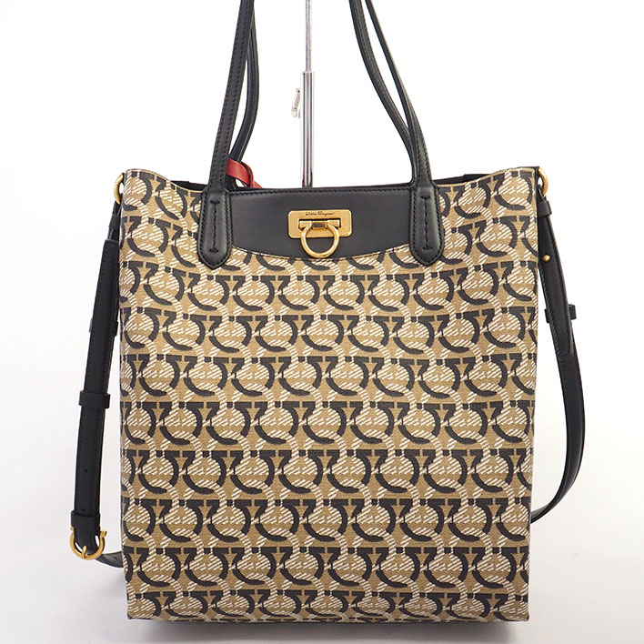 【美品】サルヴァトーレ フェラガモ モノグラム 2WAY ショルダーバッグ ガンチーニ AU-21/H993 レディース【トートバッグ】 28,258円