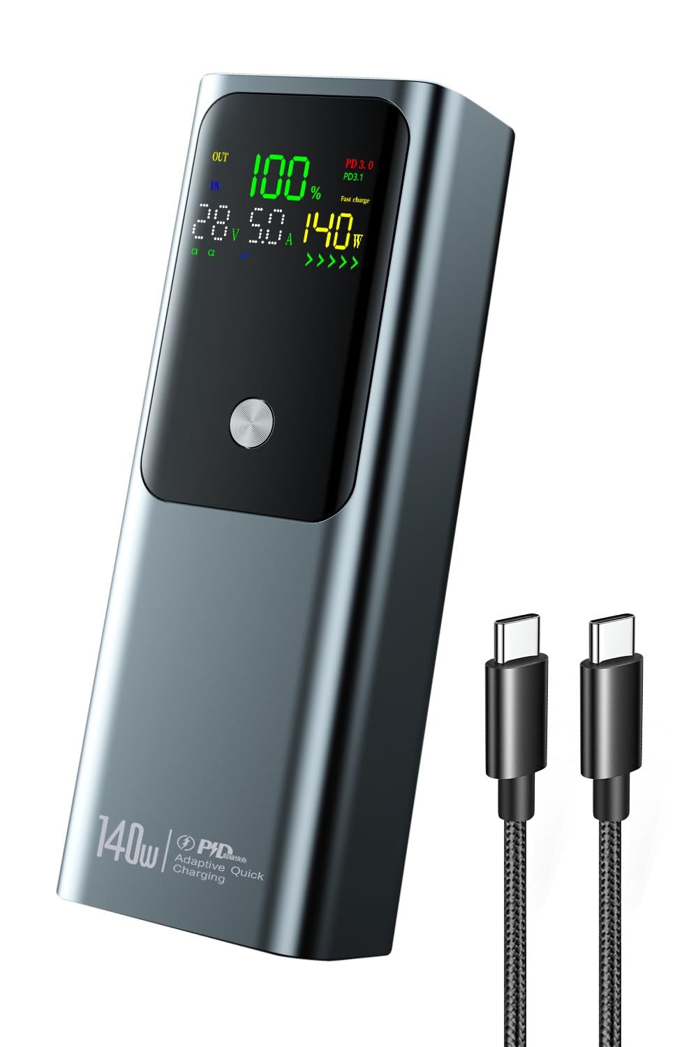 モバイルバッテリー 【27000mAh大容量・140W急速充電・世界レベル】合計250W 軽量 小型 PD3.1対応 PSE認証済 3ポート(2USB-C＋1USB-A) 3台同時充電 LCDディスプ
