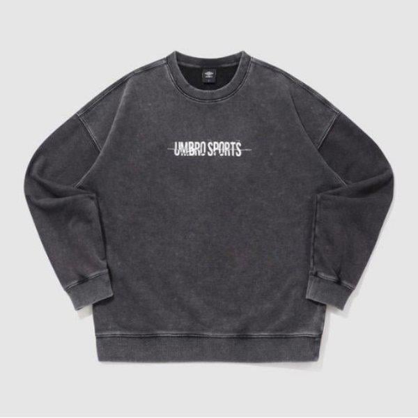 長袖Tシャツ PQA UQ121CFS23-DCH ウォッシュドニットレタリングスウェットシャツ / ダークチャコール