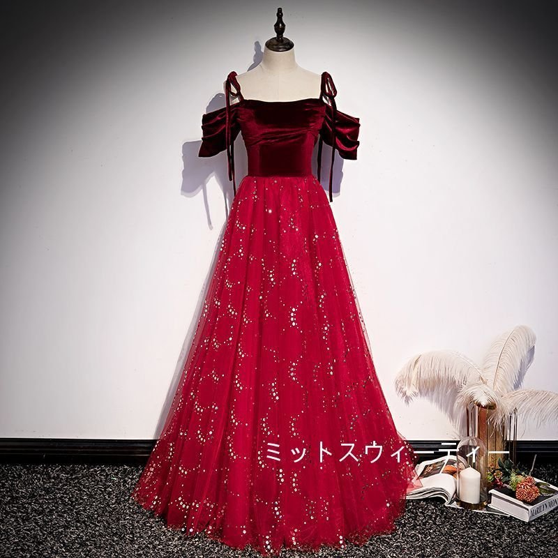 カラードレス ロング 安い パーティードレス 演奏会 結婚式 イブニングドレス 二次会 aライン 発