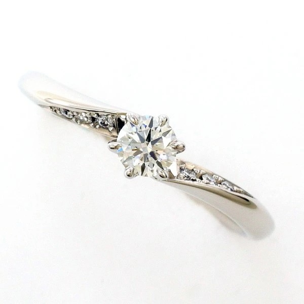 PT900 プラチナ リング 10号 ダイヤ 0.202 VS2 エメラルド 鑑定書 中古