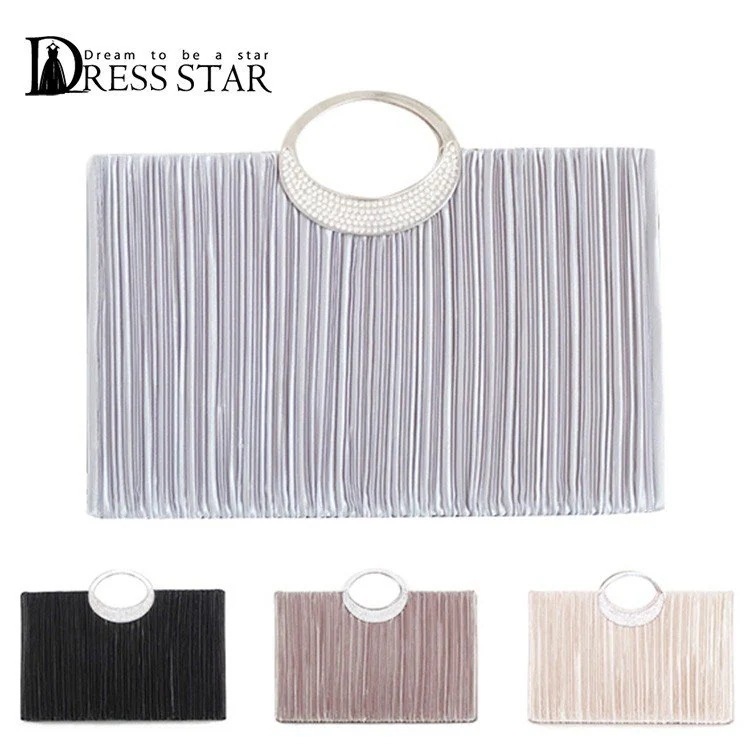 チェーン付き クラッチ 結婚式 プリーツ サテン パーティー ハンドバッグ ディナー サブバッグ パーティーバッグ 4,964円