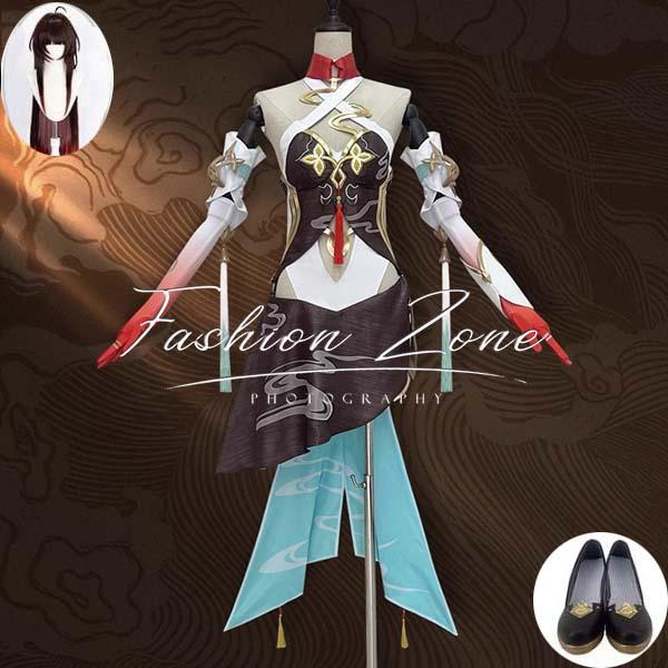 崩壊：スターレイル 風 霊砂 Lingsha コスプレ衣装 ウィッグ 靴 cosplay ハロウィン 演出服 変装