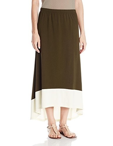Jones New York Womens Hi-Low Maxi Skirt, Olive/Sand, Small Jones New York Womens Hi-Low Maxi Skirt, Olive/Sand, Small
