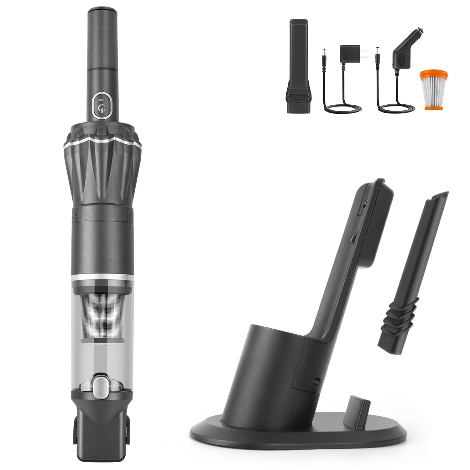 LNSOO ハンディクリーナー 掃除機 ハンディ コードレス 車用掃除機 15000pa パワフル 吸引 30分間連続稼働 コンパクト 0.5kg 超軽量 スタンド 業務用/キーボード掃除/車内清掃/