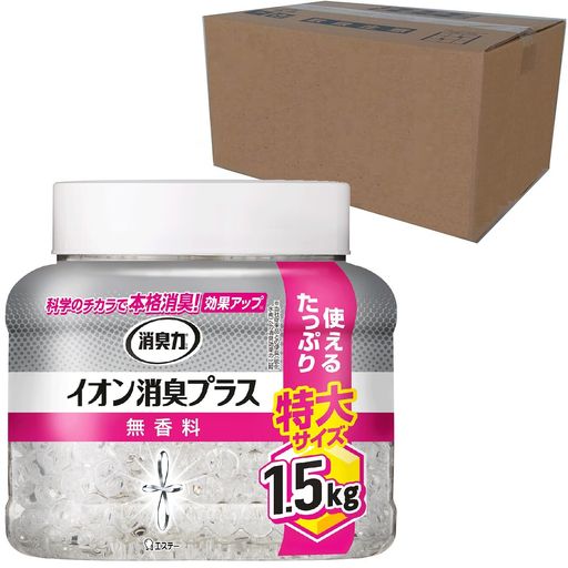 消臭力 イオン消臭プラス [オフィス ビジネスに ケース販売] 部屋用 トイレ用 置き型 無香料 特大 本体 1.5KG×6個 クリアビーズ 部屋用 玄関 リビング キッチン トイレ たばこ 消臭剤