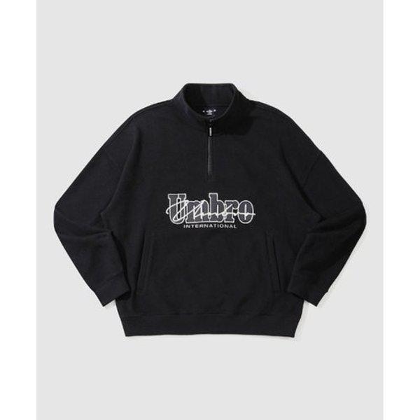 裏起毛レタリングハーフジップアップスウェットシャツ共用BB UP421CFSN4 BLK0 GRP1 14,800円