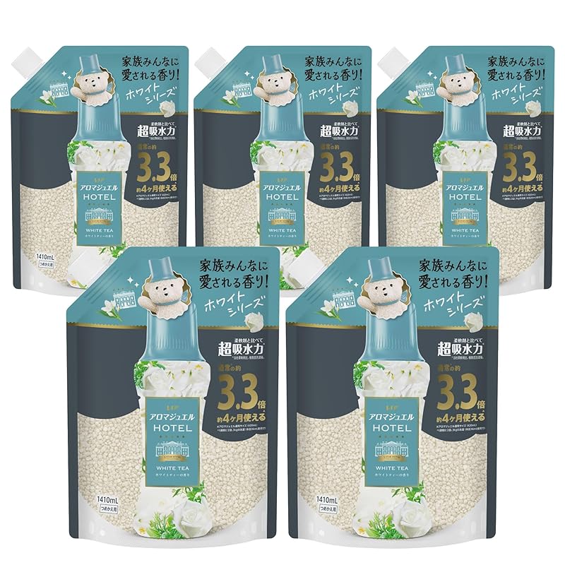 レノア ハピネス アロマジュエル 香り付け専用ビーズ ホワイトティー 詰め替え 1410mL×5袋 [ケース品] 柔軟剤を一緒に使って効果長続き