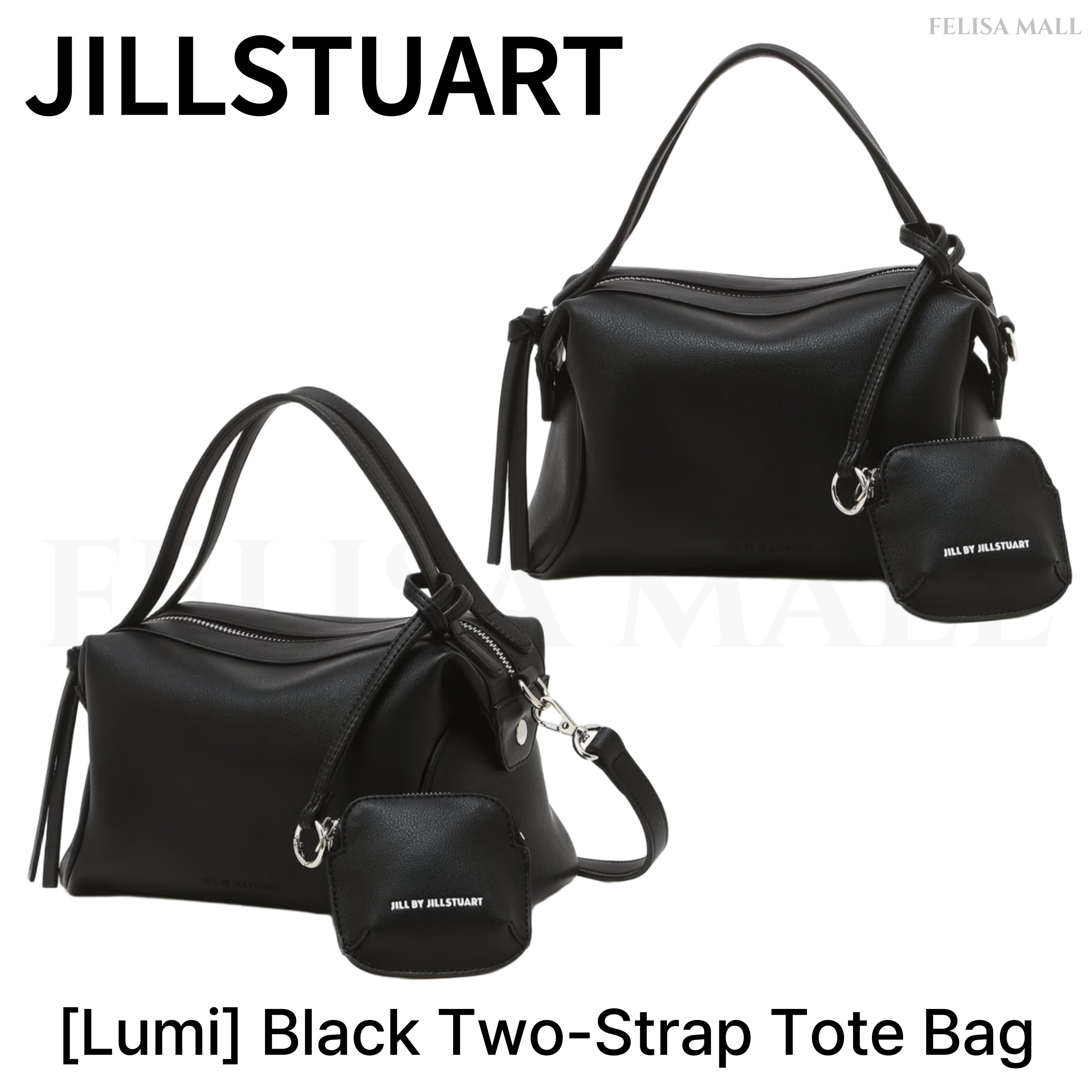 [JILLSTUART] 【Lumi]】 Black Two-Strap Tote Bag 韓国人気 ショルダーバッグ
