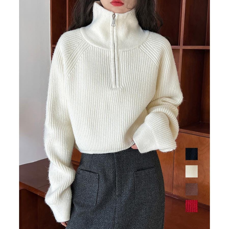 ニットトップス ショート丈 レディース