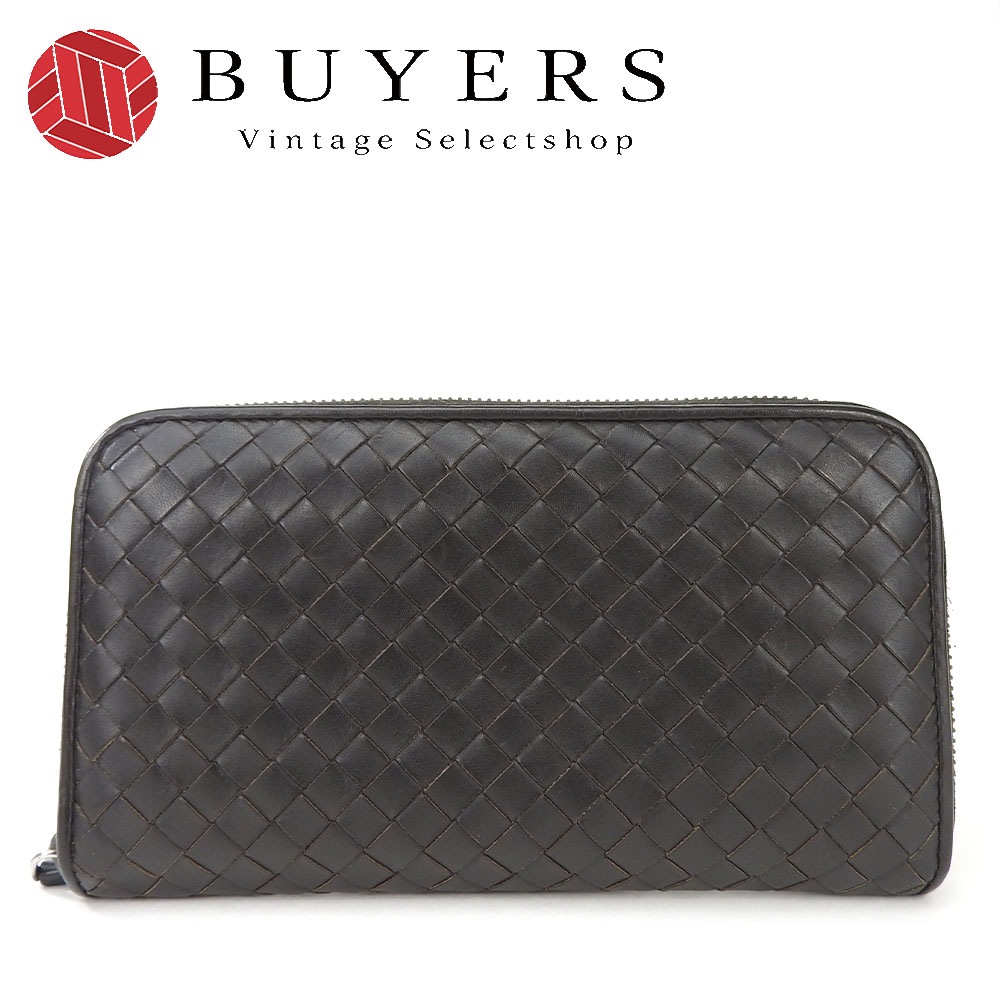 BOTTEGA VENETA 黒 編み込みレザー長財布 ボッテガ・ヴェネタ BOTTEGA VENETA 黒レザー 編み込み 長財布