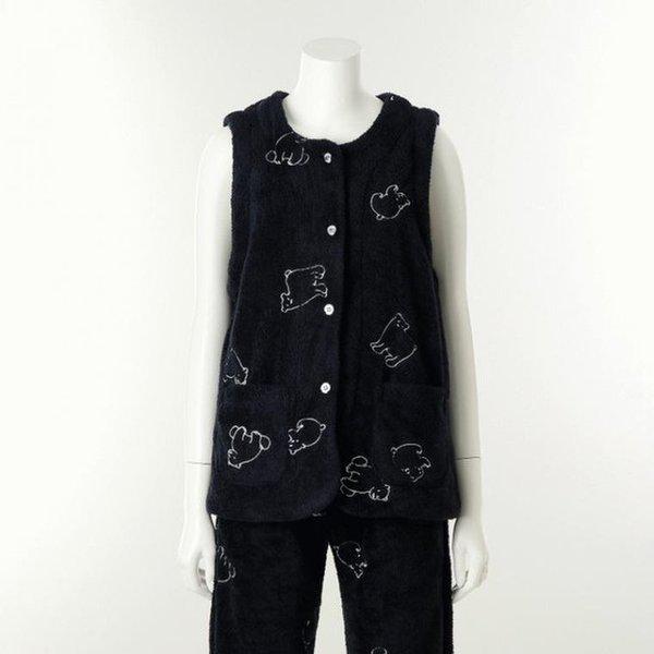 (正常) 極細繊維 ホッキョクグマ 刺繍 冬 女性用 室内着 ベスト_C VEV4967W_NB_C