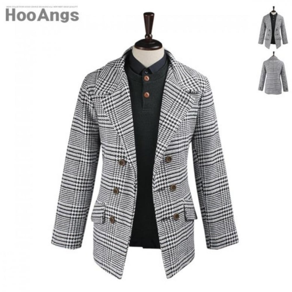 (ジュアンス) ウールグレンチェックダブルコート BDJK7430