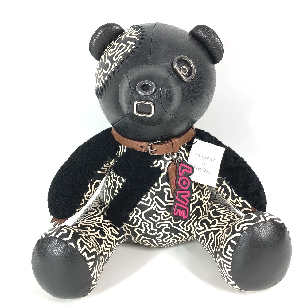 ぬいぐるみ F20819 アウトロー OUTLAW Keith Haring キースへリング 人形 インテリア テディベア ベア クマ レザー ブラック