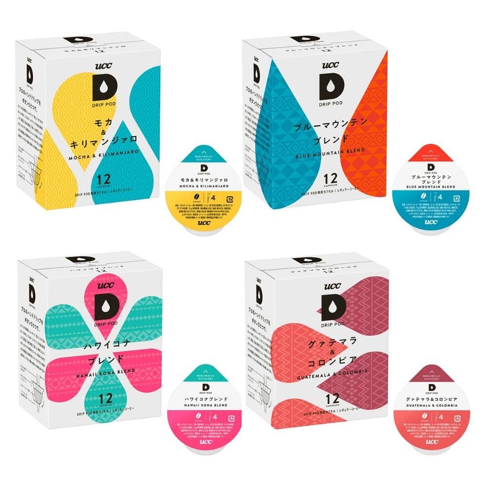 【Amazon.co.jp限定】 UCC ドリップポッド 世界の珈琲飲み比べマンスリーBOXプレミアム (ブルーマウンテンブレンドハワイコナブレンドモカ&キリマンジァログァテマラ&コロンビア 4